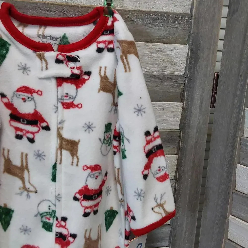 Baby Santa Christmas Fleece Fleece Footed Pajama | Carters | 3M
